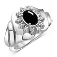 thumbnail image 5 of RYLOS Rings for Women Silver Ring with Oval 7X5MM Gemstone &  Sparkling Diamonds Cabochon Onyx Jewelry  Size 10, 5 of 7