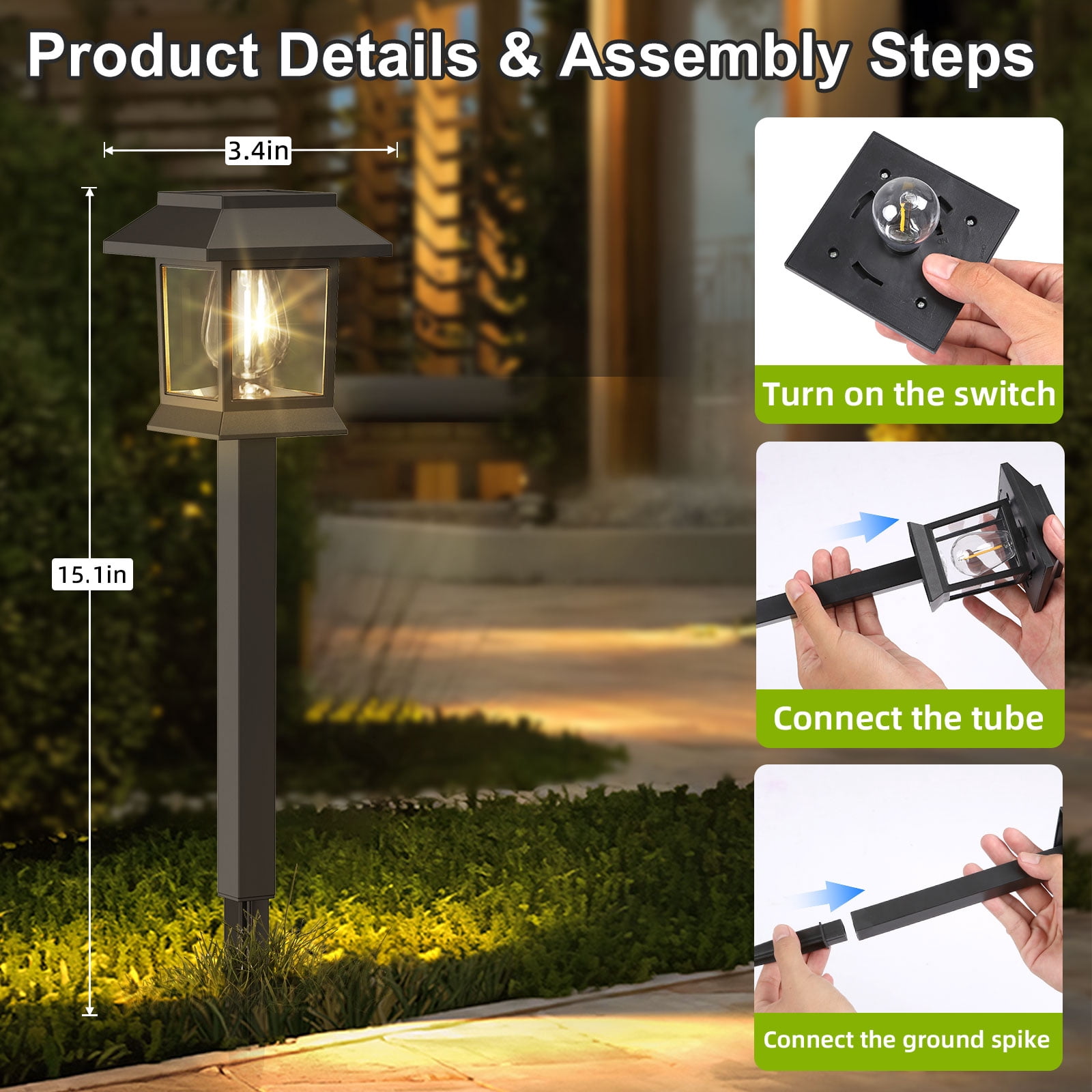 10 Pack Solar Lights for Outside Walkway Pathway Driveway Outdoor Waterproof Led Landscape Lighting For Garden Yard Decor.(Warm white, 10)