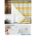thumbnail image 3 of No Hook Cloth Fabric Shower Curtain with Snap in Liner, Ginger Yellow Stripes Waterproof Shower Curtains Set with See Through Top Window, Modern Minimalist Horizontal Lines Bath Curtains 72"x78", 3 of 6