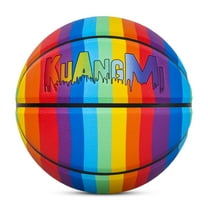 Kuangmi Rainbow Colorful Basketball Size7(29.5“), Durable PU Ball for Kids Youth Adults, Indoor Outdoor Training Game, KMBB360