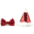 thumbnail image 1 of Conjunto de gorro y collar con pajarita navideños para perros y gatos Levamdar, 1 of 8