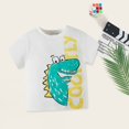thumbnail image 3 of KDSJSXW Toddler Boy Clothes Toddler Kids Baby Boys Summer Cartoon Cute Dinosaur Short Sleeve Crewneck T Shirts Tops Tee Green and White Optional Ropa De Niño De 2 Años 5T Boy Clothes (White,110), 3 of 6