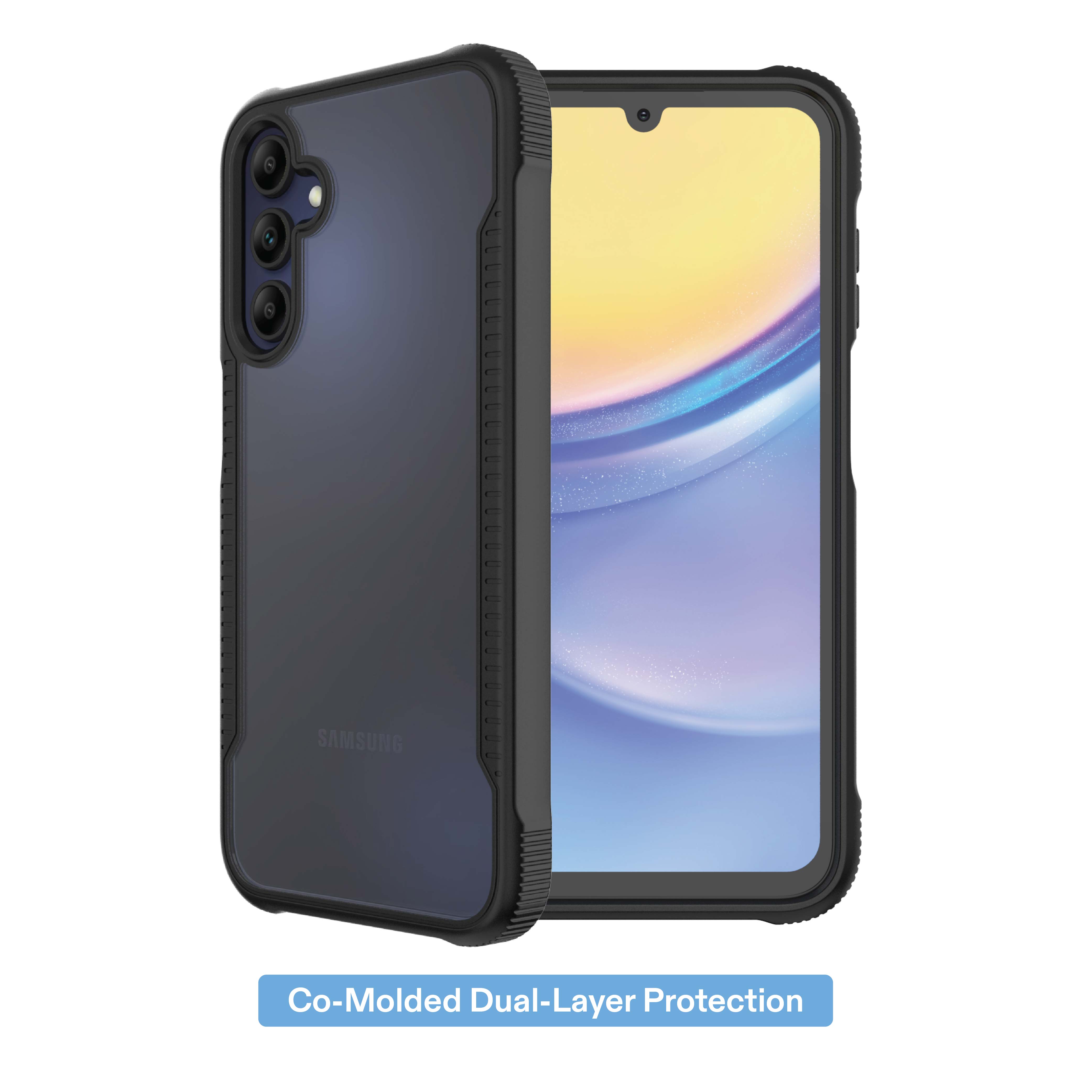 onn Dual-Layer Phone Case for Samsung Galaxy A15 5G - Black/Clear