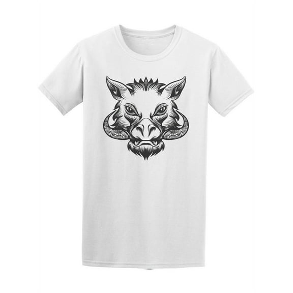 Boar With Tattooed Tusks T-Shirt Men -Image by Shutterstock, Male Large