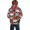 thumbnail image 6 of Kll Unisex Kids Boys Girls Hooded Pocket Pullover Hoodies-Skull And Roses, 6 of 9
