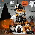 thumbnail image 2 of 18 Pcs Halloween Tiered Tray Decorations Set Happy Halloween Wooden Sign Cute Gnome Plush Pumpkin Boo Ghost Farmhouse Rustic Tiered Tray Decor for Home Table(1 Set, 18 Pcs), 2 of 6