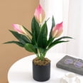 thumbnail image 4 of OUSITAID Beautiful Fine Texture Artificial Flower Vivid Handmade Plastic Simulation Spathiphyllum for Home, 4 of 10