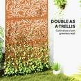thumbnail image 3 of Outsunny Decorative Metal Outdoor Privacy Screen, Freestanding Privacy Fence Screen Outdoor Divider with Stand, 78" H x 48" W Bamboo Brown, 3 of 9