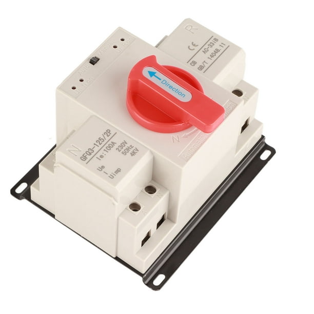 Wengart Interruptor de transferencia manual de doble potencia, montaje en carril de 230 V para conmutación manual entre dos fuentes de alimentación (2P_125 A