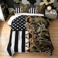 thumbnail image 2 of Manfei Minimalst Camo Deer Bed Spread Queen, Contemporary Art US Flag Queen Coverlet Set, Coyote Brown, 3-Piece, 1 Quilt and 2 Pillowcases, 2 of 7
