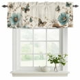 thumbnail image 2 of 2 Panels Turquoise Tulip Valance for Windows, Spring Vintage Botanical Butterfly Floral Light Filtering Kitchen Curtains, Rod Pocket Window Treatment Curtain Valances for Living Room Bedroom, 54"x18", 2 of 9