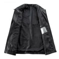 thumbnail image 4 of Sevevn Men's Lapel Collar Faux Leather Jacket Full Zip Casual Minimalist Moto Biker Coat with Pockets Black S, 4 of 4