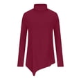 thumbnail image 4 of Telankuip Turtleneck Solid Color Fall T Shirts for Women Long Sleeve Loose Fit Long Tunic Tops to Wear with Leggings Casual Winter Base Layering Pullover Tee Shirts 2025 Wine XL, 4 of 4