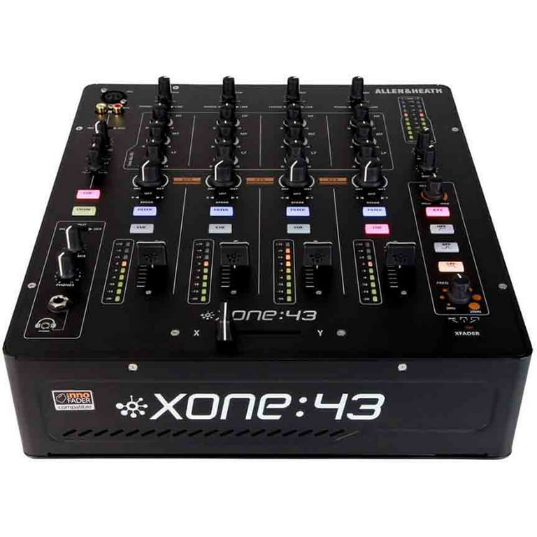 Allen & Heath High 4+1 Channel Analog DJ Mixer (XONE:43) w/Accessories Bundle Premier Series XLR Male to XLR Female 16AWG & 1/8" TRS to Two 1/4" TS Male