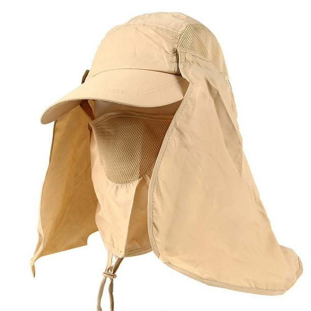 Cherish Men And Women Outdoor Sun Protection Fishing Hat With Detachable Face Neck Cover Flap, Summer Cycling Quick Drying Cap Khaki F Other F