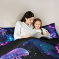 thumbnail image 5 of Homewish 3D Butterfly Galaxy Starry Night Pink Black Blue Queen Comforter Set, Reversible Luxury Girls Kids Bedding, 3pcs, 5 of 8