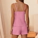thumbnail image 4 of Conjunto de pijama informal para mujer, de poliéster, con camisa sin mangas y pantalones de color liso, para estar en casa, 4 of 6