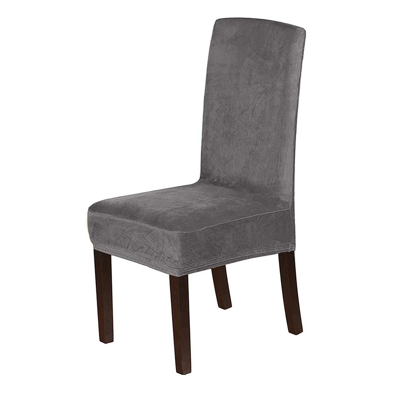 Enova Home Set of 2 Soft Thick Solid Velvet Dining Chair Covers, Fabric