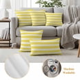 thumbnail image 6 of Pack of 2 Outdoor Pillow Covers 18x18 Inch Waterproof Yellow Striped Throw Pillow Covers,Decorative Couch Pillow Shams Protectors Modern Simple Monochrome Geometric White Patio Cushion Pillowcases, 6 of 8