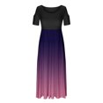 thumbnail image 3 of Summer Saving Wycnly Summer Dresses for Women Beach Party Empire Waist Swing Pocket Cold Shoulder Maxi Dresses Short Sleeve Crewneck Gradient Long Sun Dress Purple XL Up to 65% off, 3 of 4