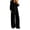 Black, variant on Women's Corduroy Wide Leg Jumpsuit, Long Sleeve Button Front Collared Romper with Pockets for Women, Plus Size Retro Loose Fit Spring Summer Casual Jumpsuit for Women Black