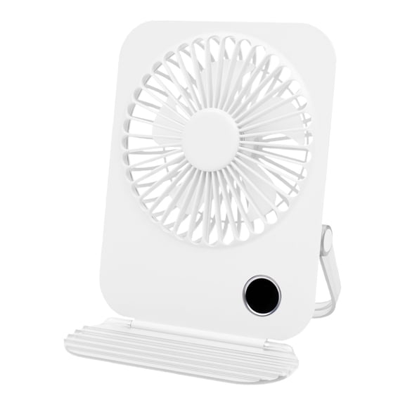 Qocolhg Small Desk Fan 7 inch, USB Rechargeable Portable Fan for Travel, Slim Quiet, Battery Operated, 5 Wind Speed, Personal Cooling Fan for Indoor Outdoor Home Office, White, Clearance