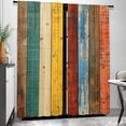 thumbnail image 6 of WNOOHIY Vintage Colorful Striped Wooden Plank Light-filtering Curtains for Young People Bedroom Living Room,Set of 2 Panels, 6 of 8