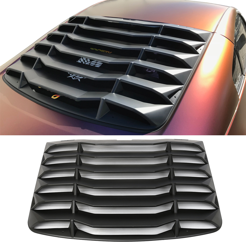 Ikon Motorsports Compatible with 03-08 Nissan 350Z IKON Matte Black Rear Window Louver Sun Shade Cover Windshield Vent ABS 2003 2004 2005 2006 2007 2008 - image 2 of 9