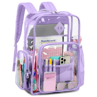 Sanmadrola Clear Backpack Heavy Duty Stadium Approved School Bookbag PVC Backpacks for Adults Travel