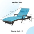 thumbnail image 3 of 76'' Ergonomic Reclining Chaise Lounge Set of 2, Weather-Resistant Wicker Outdoor Lounge Chairs with Adjustable Backrest & Cushions, Patio Pool Sunbathing Chairs, Light Blue, 3 of 9