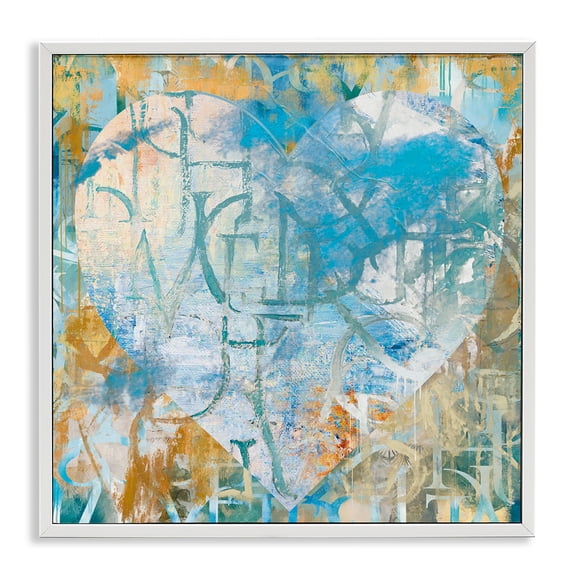 Stupell Industries Modern Layered Typography Heart Shape White Framed Giclee Art, 24 x 24, by Porter Hastings