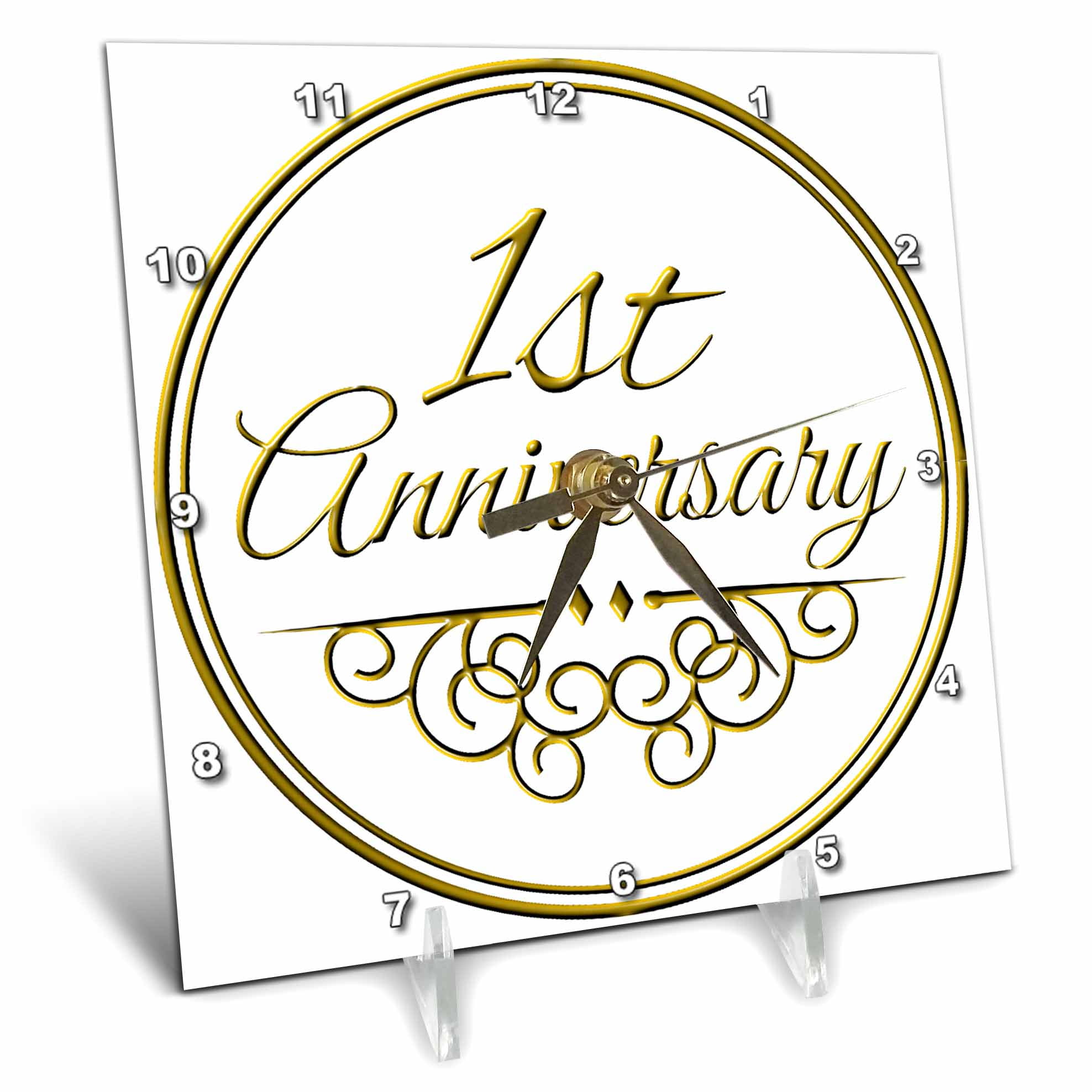 3dRose 1st Anniversary gift gold text for celebrating wedding