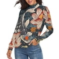 thumbnail image 2 of Koi Fish Vintage Japanese Women's Turtleneck Sweater Long Sleeve Ribbed Fitted Turtle Neck Casual Fall Winter Collection Top S, 2 of 4