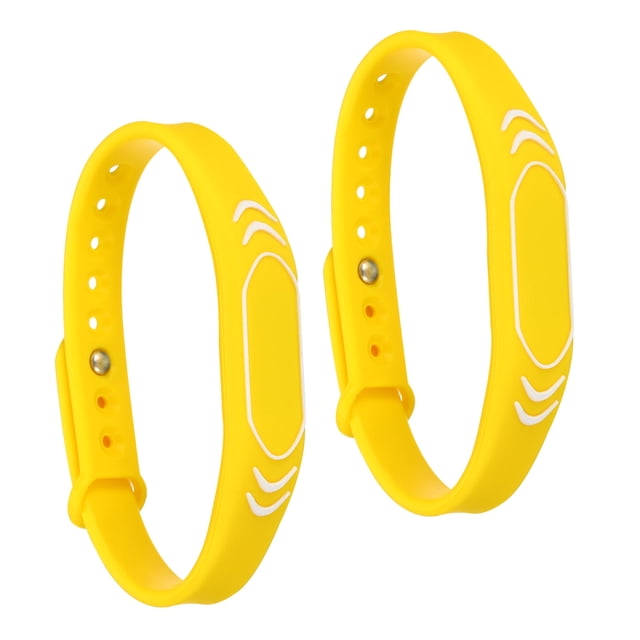 Uxcell Pulseras de Silicona RFID 2 Paquetes 13.56MHZ Pulsera de Tarjeta IC Impermeable ID Pulseras de Control de Acceso Amarillo