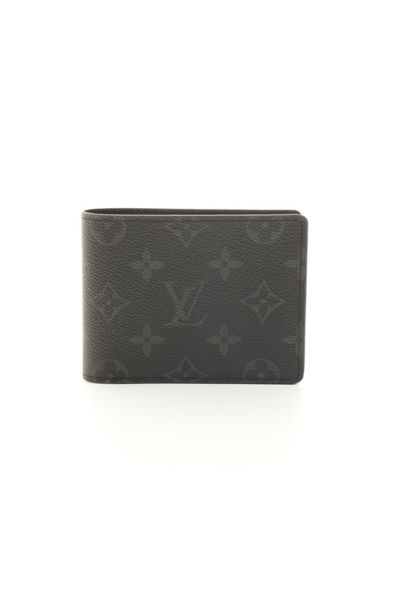 Pre-Owned Louis Vuitton Monogram Eclipse Portefeuille Multiple Bifold Wallet in Black (Good)