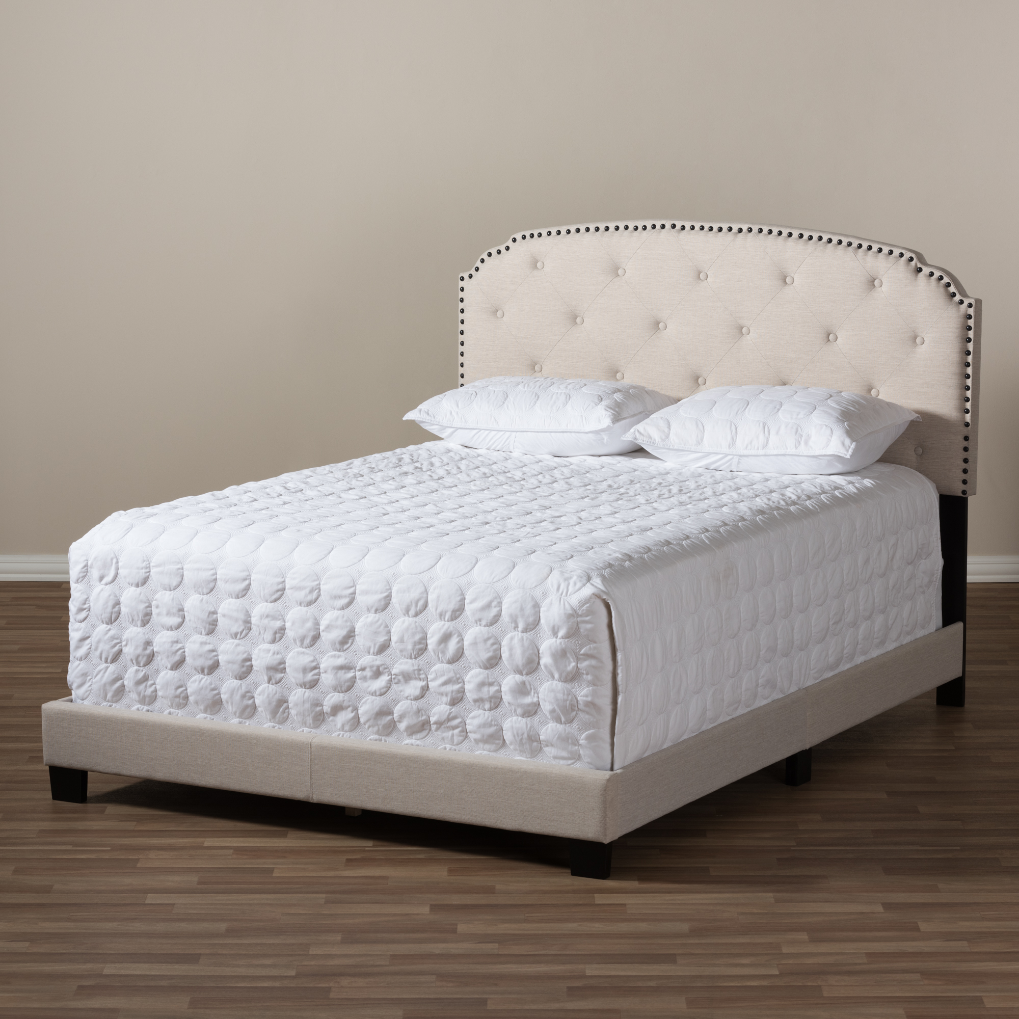 Baxton Studio Lexi Light Beige Fabric Upholstered Queen Size Bed