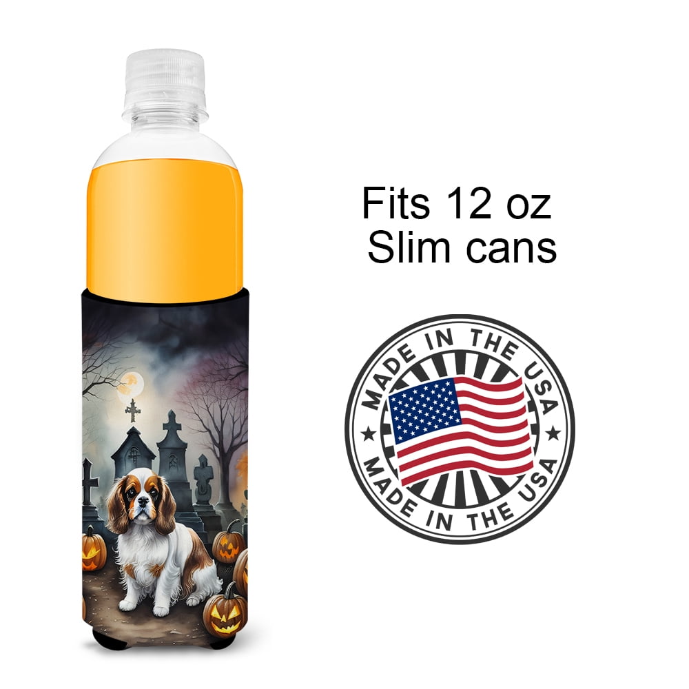 Carolines Treasures  0.25 x 6.5 x 4 in. Cavalier Spaniel Spooky Halloween Hugger for Ultra Slim Cans