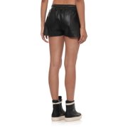 Rick Owens Black Leather Short With Elasticated Waist And Layered Effect (Women's)