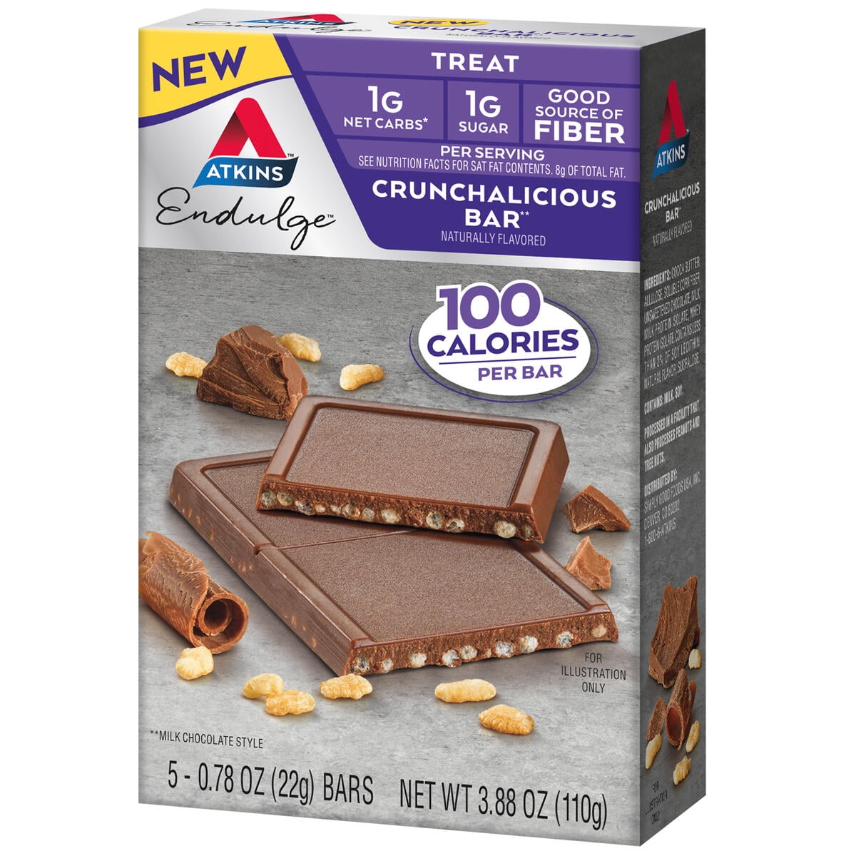(4 pack) Atkins Endulge Treats, Crunchalicious Bar, Keto Friendly, 5 Count