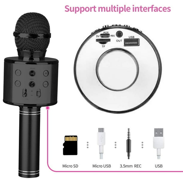 Microphone Sans Fil, Système Bluetooth Sans Fil, Micro Sans Fil à Main  Dynamique avec Récepteur VHF pour Karaoké Chantant la Conférence de Scène  de Mariages de Discours d'Église 