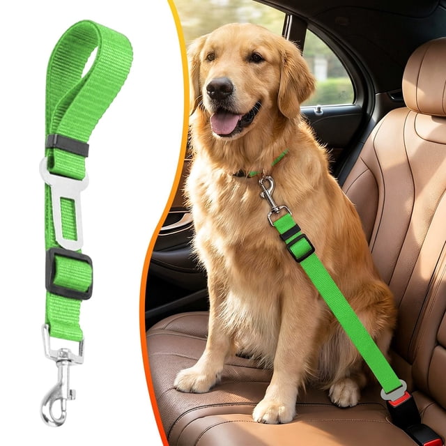 Pet Safety Harness & Rope in Green, 66x2 Adjustable Car Seat Belt for Dogs, Travel Safety & Traction, 1 Safety Rope for Xinyat