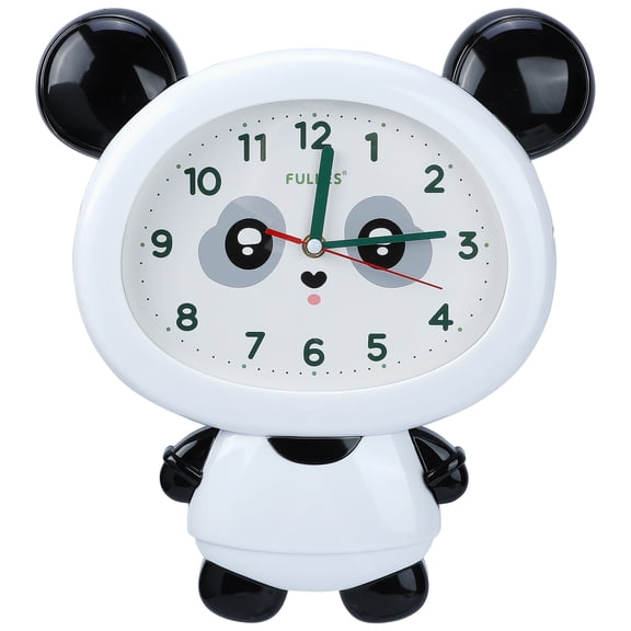 Unique Bargains 1pc Cute Panda Cartoon Non Ticking Wall Clock 15" x 12" x 1.7" White
