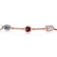 thumbnail image 2 of Gem Stone King 18K Rose Gold Plated Sterling Silver Bracelet Oval Persian Blue Moissanite and Rhodolite Garnet Red (1.62 Cttw), 2 of 3