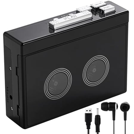 Bluetooth Cassette Player Portable FM Cassette Player with Headphone Jack Cassette Tape Player with Play/Fast Forward/Rewind/Auto Flip Functions