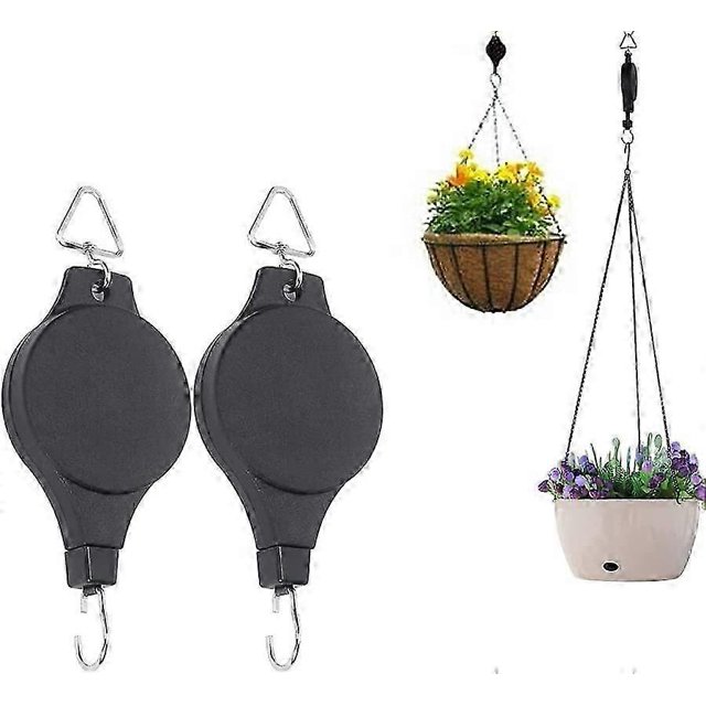 Polea para cesta colgante Nirvana, 2 ganchos ajustables para cestas de flores, colgador de plantas, poleas ajustables para plantas, poleas retráctiles para plantas, para colgar