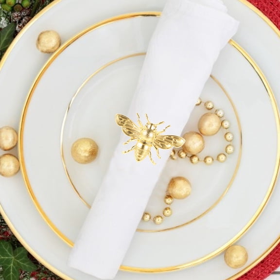 jojofuny 6Pcs Elegant Bee Napkin Rings for Home and Wedding Table Decorations