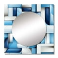 thumbnail image 2 of Designart "Harmonious White and Blue Geometric Blocks II" 0 Square Mirror For Wall Decor - Large Blue Square Mirror Printed Wall Decor - Modern Square Living Room Mirror, 2 of 5