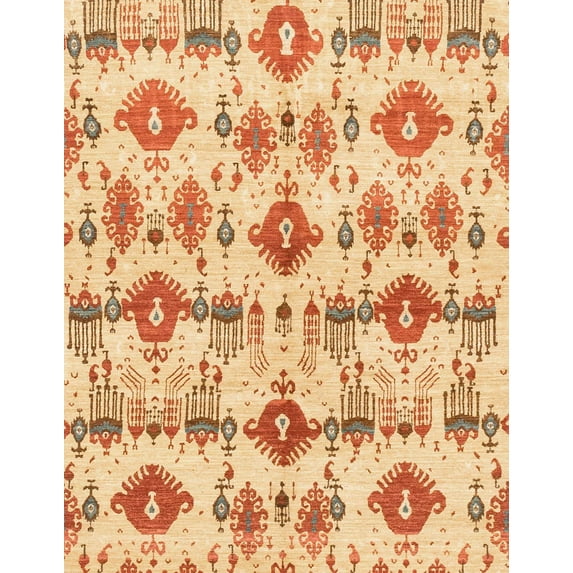 Ahgly Company Indoor Rectangle Abstract Mustard Yellow Abstract Area Rugs, 6' x 9'