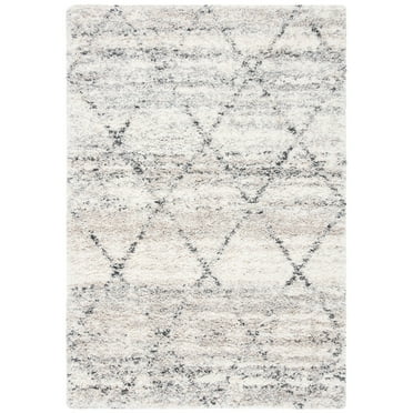 SAFAVIEH Fontana Darina Diamond Shag Area Rug, Grey/Ivory, 3' x 3' Round