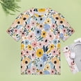 thumbnail image 4 of Floral Colorful Flower Women's Short Sleeve T-Shirt Crew Neck Casual Summer Trendy Loose Fit Tops, 4 of 6